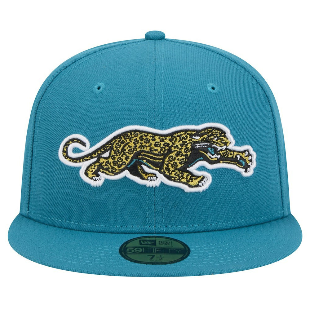 Jacksonville Jaguars New Era Throwback Crawl Omaha 59FIFTY Fitted Hat Teal - NFL