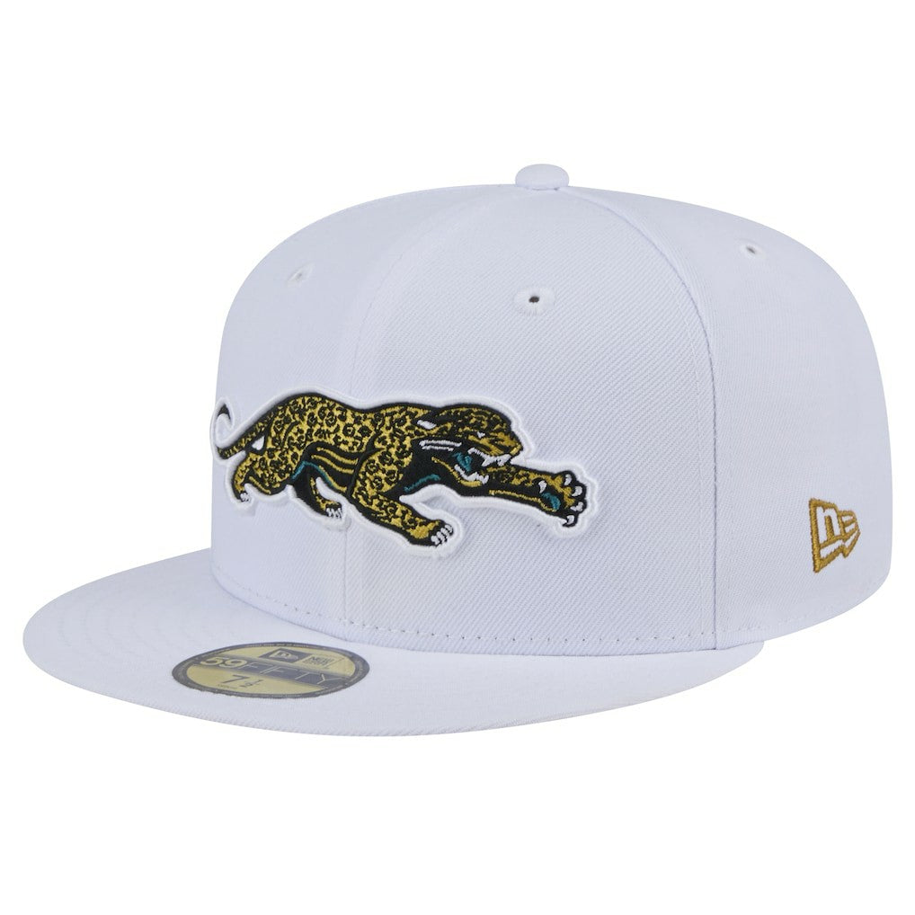 Jacksonville Jaguars New Era Throwback Crawl Omaha 59FIFTY Fitted Hat White - NFL