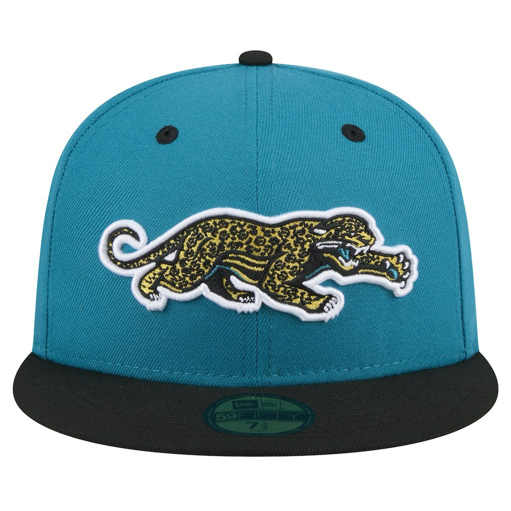 Jacksonville Jaguars New Era Throwback Crawl Flipside Two-Tone 59FIFTY Fitted Hat Teal/Black - NFL