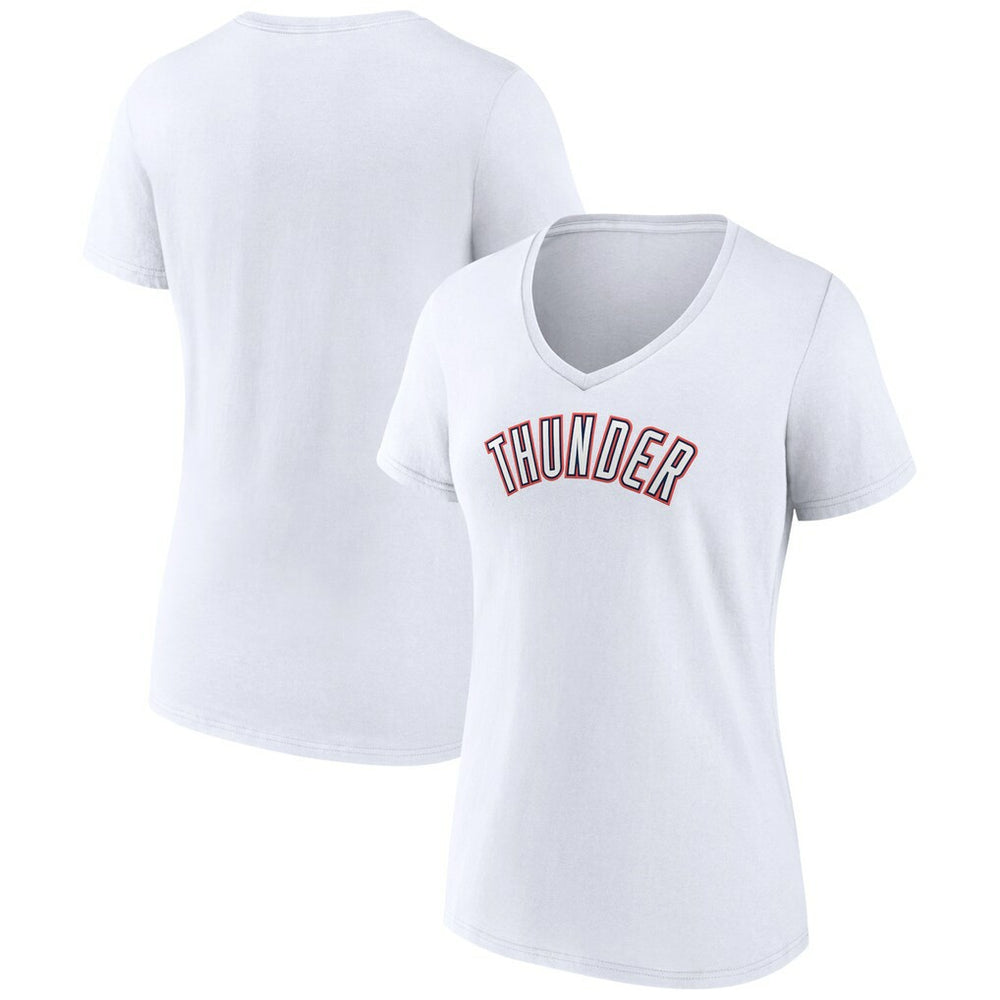 NBA - Oklahoma City Thunder Women's Alternate Logo V-Neck T-Shirt - White