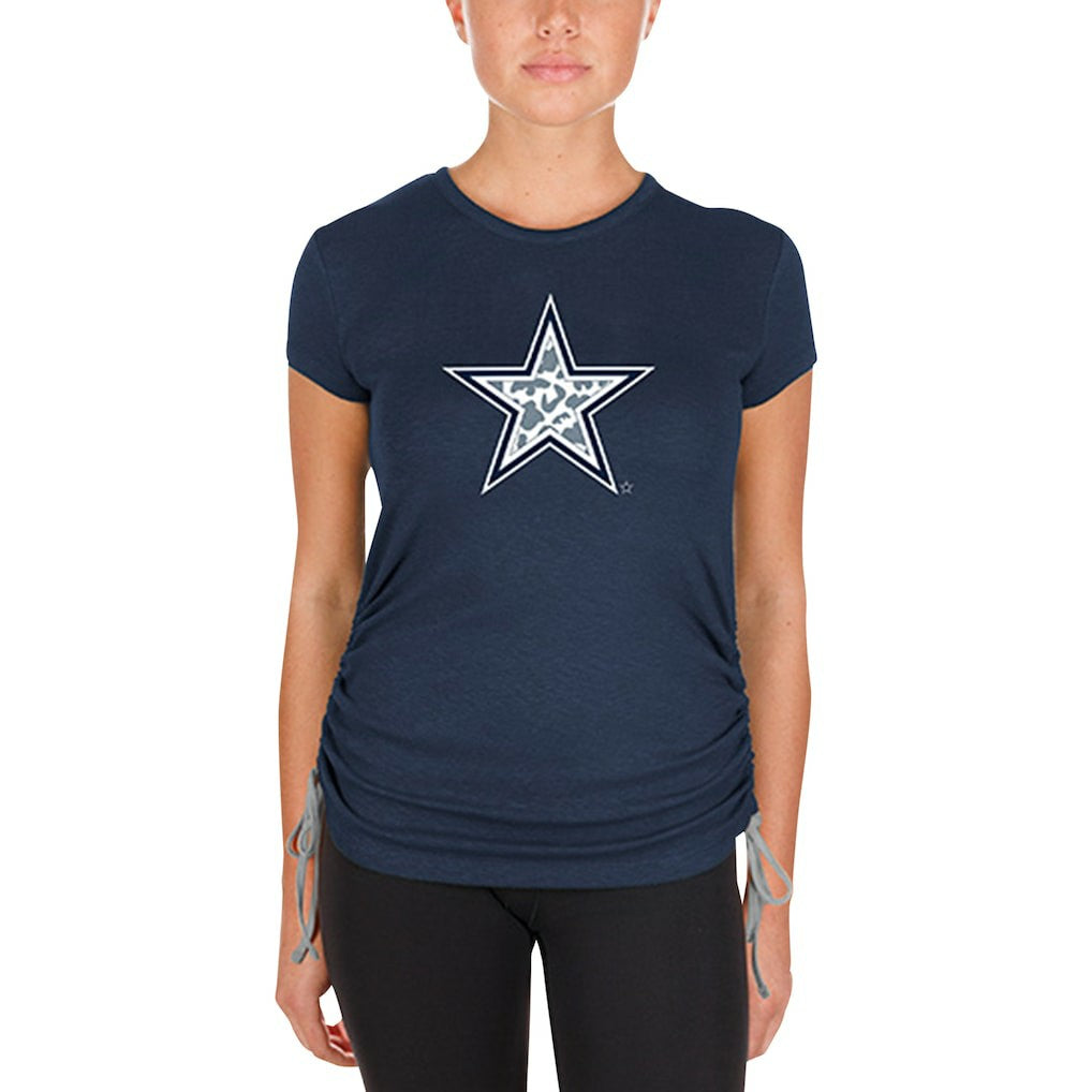 Dallas Cowboys New Era Women's Ruched Side T-Shirt Navy - NFL