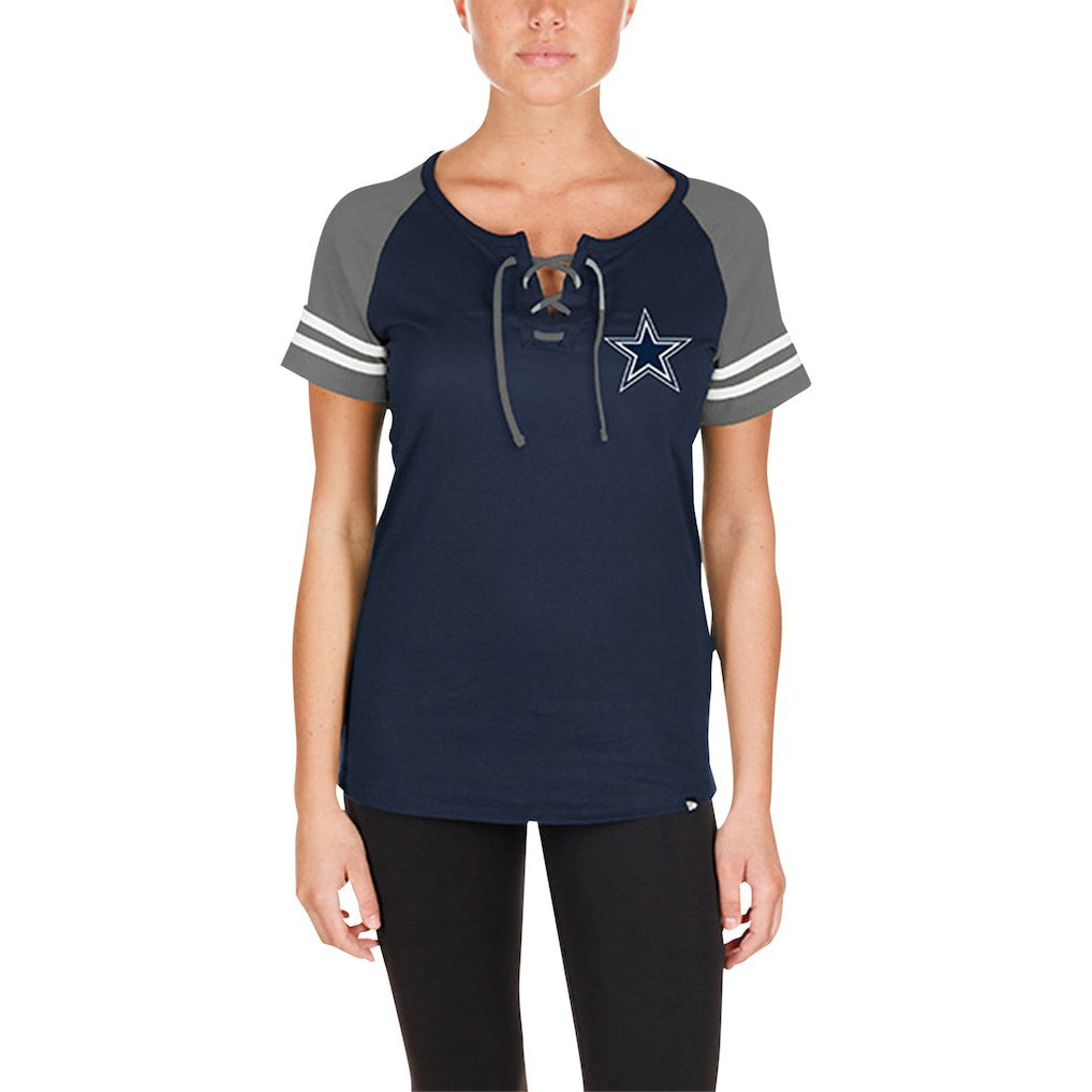 Dallas Cowboys New Era Women's Lace-Up Raglan T-Shirt Navy - NFL