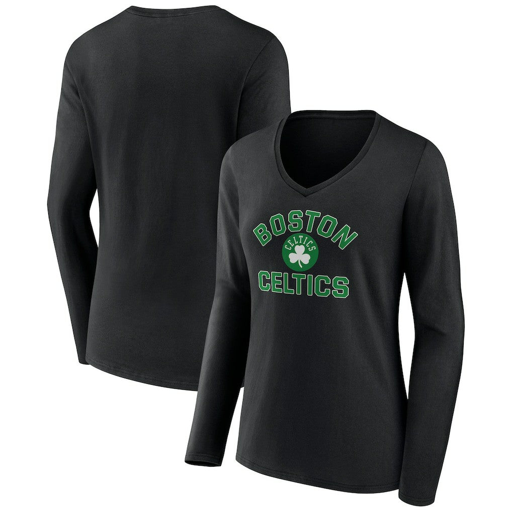 NBA - Boston Celtics Women's Overtime V-Neck Long Sleeve T-Shirt - Black