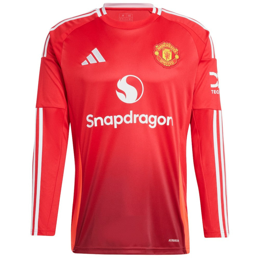 Adidas Manchester United 2024/25 Home Long Sleeve Replica Custom Jerseys - Red