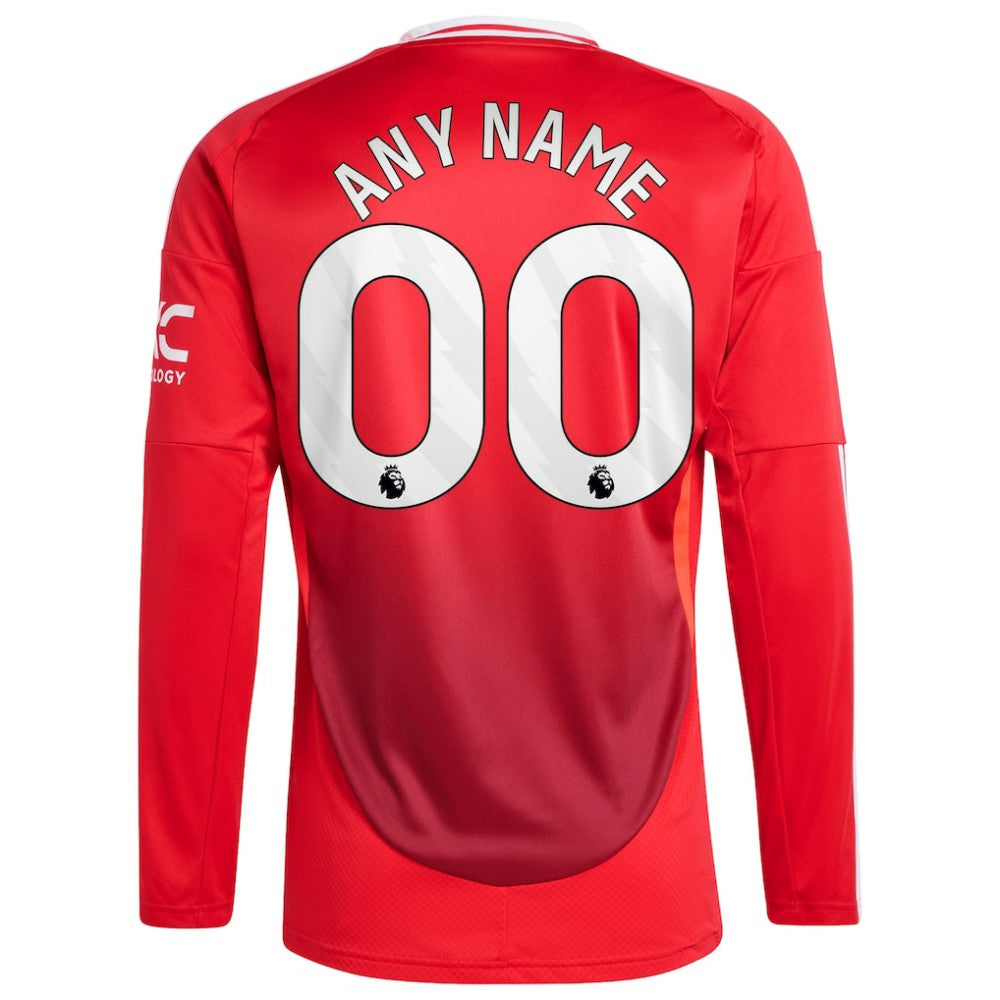 Adidas Manchester United 2024/25 Home Long Sleeve Replica Custom Jerseys - Red