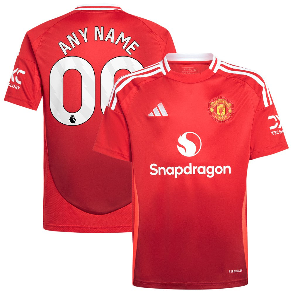 Adidas Manchester United Youth 2024/25 Home Replica Custom Jerseys - Red