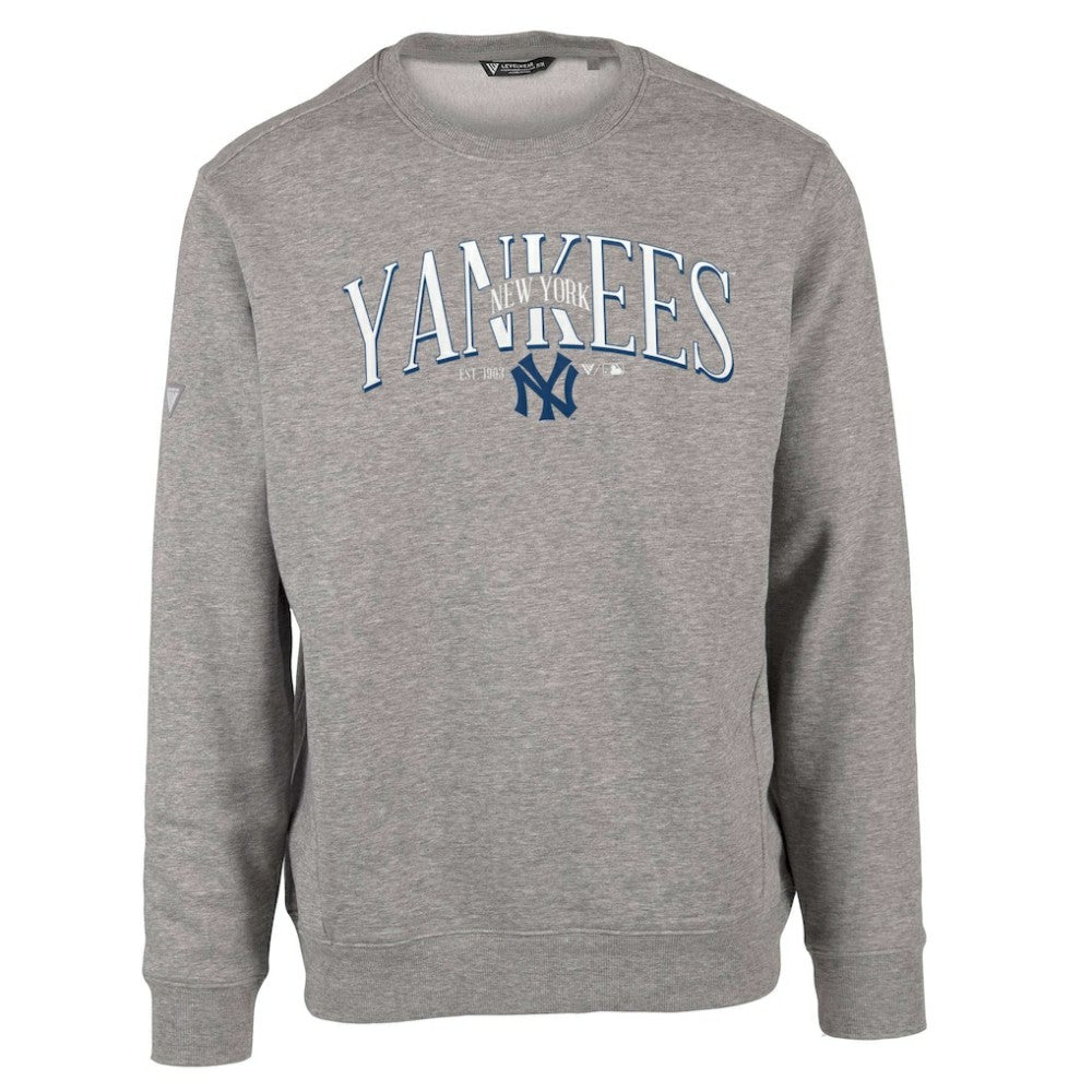 New York Yankees Levelwear Zane Cooperstown Collection Retro Spellout Pullover Sweatshirt Clearance