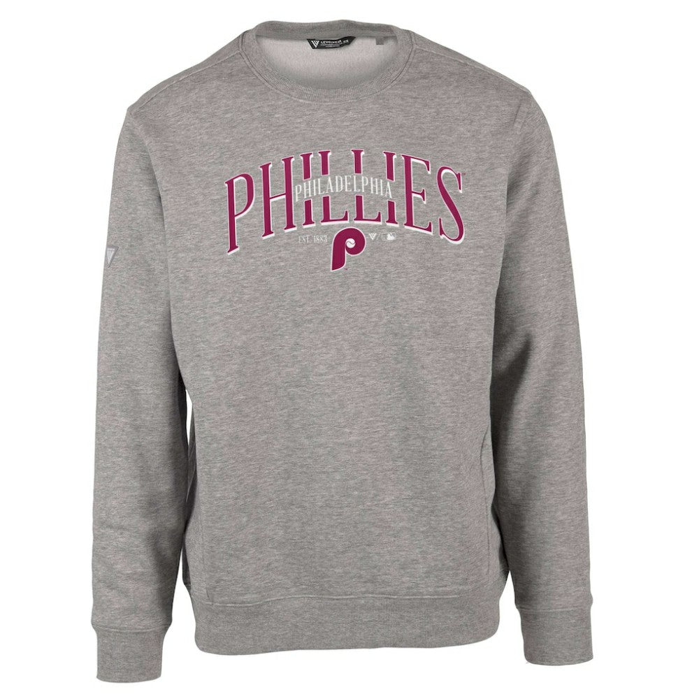 Philadelphia Phillies Levelwear Zane Cooperstown Collection Retro Spellout Pullover Sweatshirt Clearance