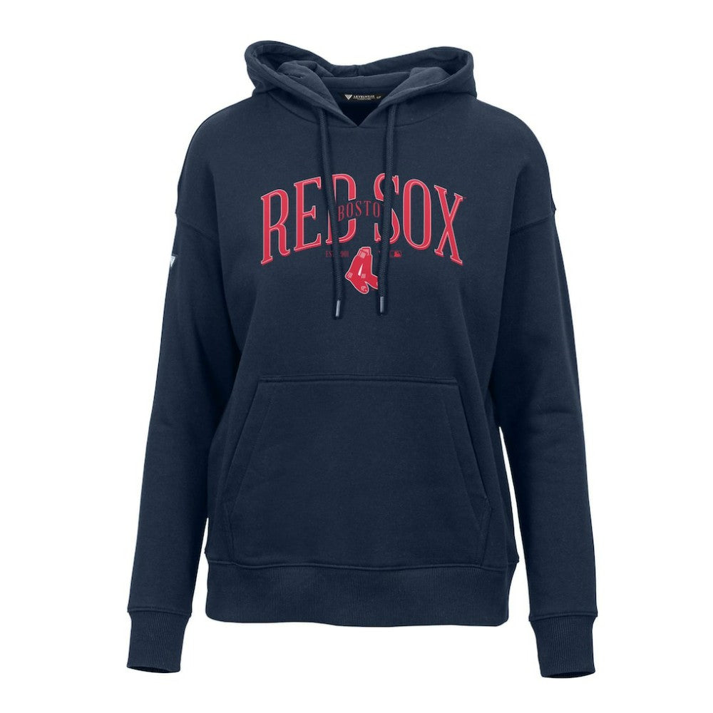 Boston Red Sox Levelwear Women's Adorn Cooperstown Collection Retro Spellout Pullover Hoodie On Sale