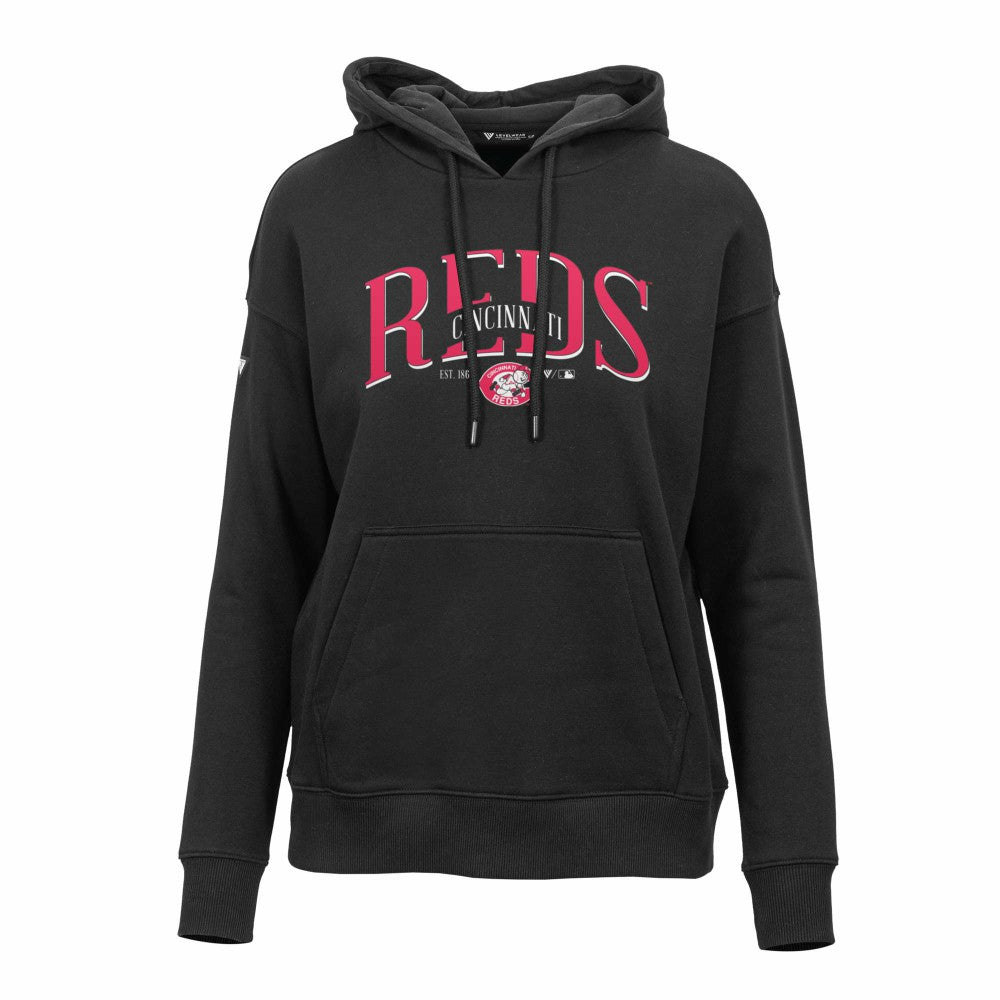 Cincinnati Reds Levelwear Women's Adorn Cooperstown Collection Retro Spellout Pullover Hoodie Near Me