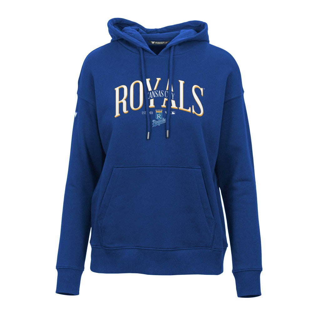 Kansas City Royals Levelwear Women's Adorn Cooperstown Collection Retro Spellout Pullover Hoodie Clearance