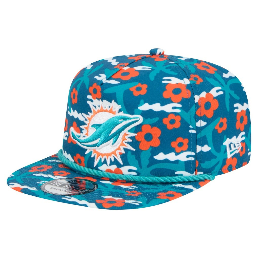 Miami Dolphins New Era Wakey Wakey Golfer Snapback Hat Aqua - NFL