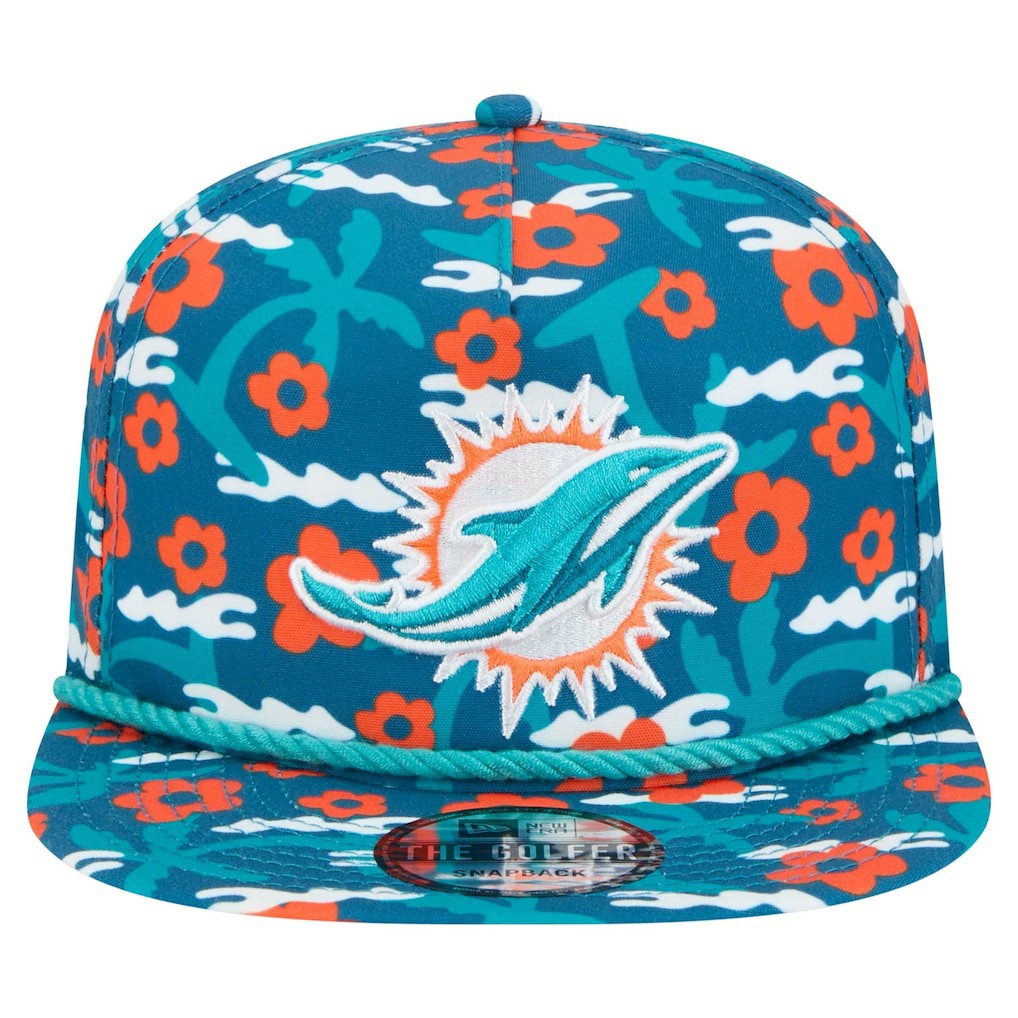 Miami Dolphins New Era Wakey Wakey Golfer Snapback Hat Aqua - NFL