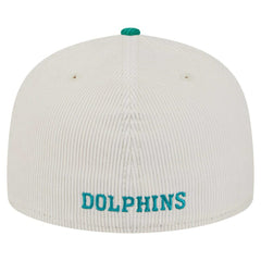 Miami Dolphins New Era Throwback Corduroy 59FIFTY Fitted Hat Cream/Aqua - NFL