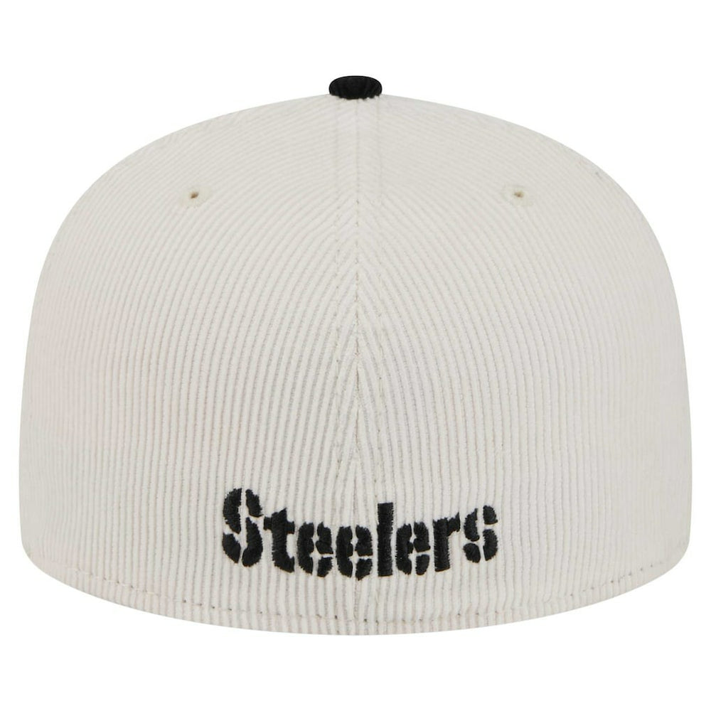 Pittsburgh Steelers New Era Corduroy 59FIFTY Fitted Hat Cream/Black - NFL
