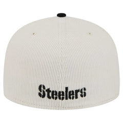 Pittsburgh Steelers New Era Corduroy 59FIFTY Fitted Hat Cream/Black - NFL