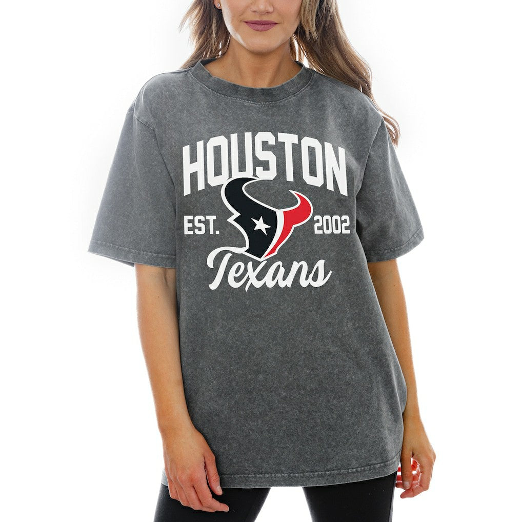 Houston Texans Gameday Couture Women's Tackle Titan Relaxed Fit T-Shirt Gray - NFL