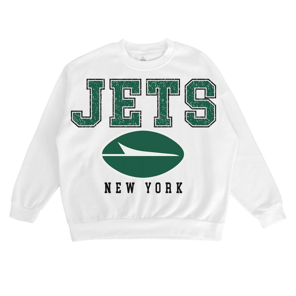 New York Jets Gameday Couture Women's Sunday Drives Oversized Crewneck Pullover Sweatshirt White - NFL