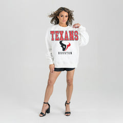 Houston Texans Gameday Couture Women's Sunday Drives Oversized Crewneck Pullover Sweatshirt White - NFL