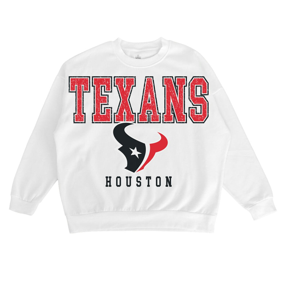 Houston Texans Gameday Couture Women's Sunday Drives Oversized Crewneck Pullover Sweatshirt White - NFL
