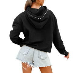 New York Jets Gameday Couture Women's Oversized Catch the Vibe Studded Pullover Hoodie Black - NFL