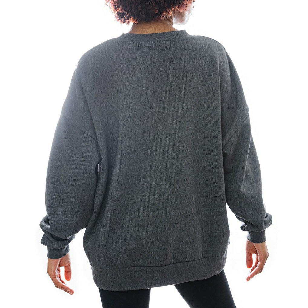 Cleveland Browns Gameday Couture Women's Oversized Long Weekend Premium Fleece Drop Shoulder Pullover Sweatshirt Charcoal - NFL