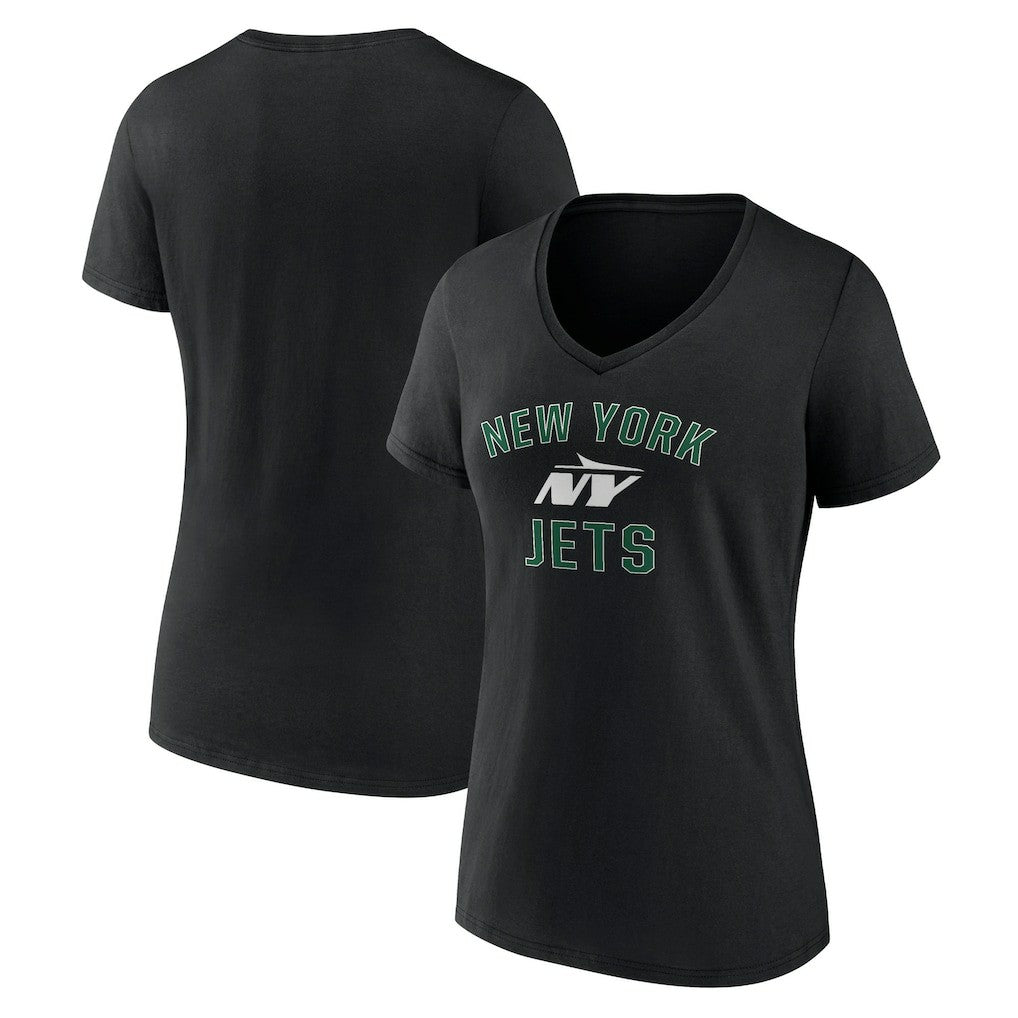 New York Jets Women's Victory Arch V-Neck T-Shirt Black - NFL