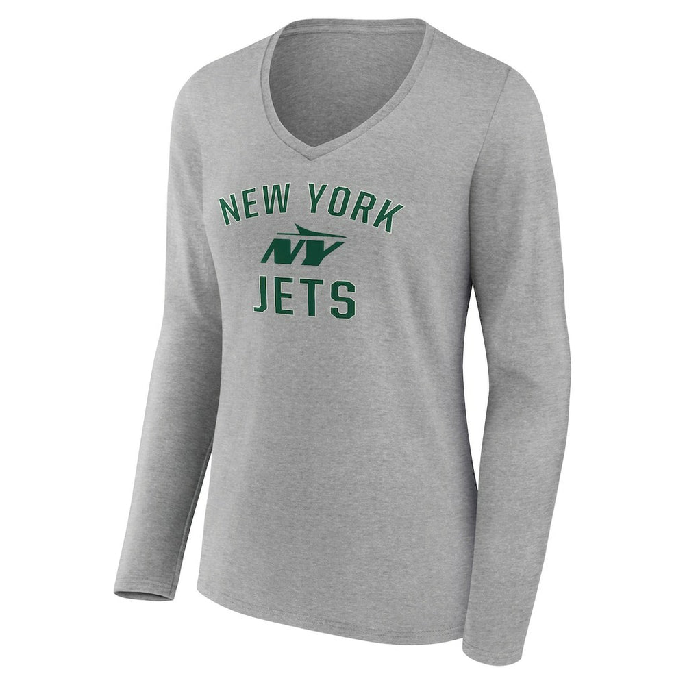 New York Jets Women's Victory Arch Long Sleeve V-Neck T-Shirt Gray - NFL