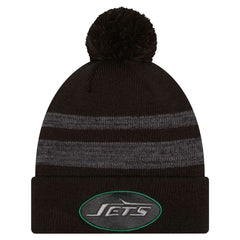 New York Jets New Era Black Dispatch Cuffed Knit Hat with Pom - NFL