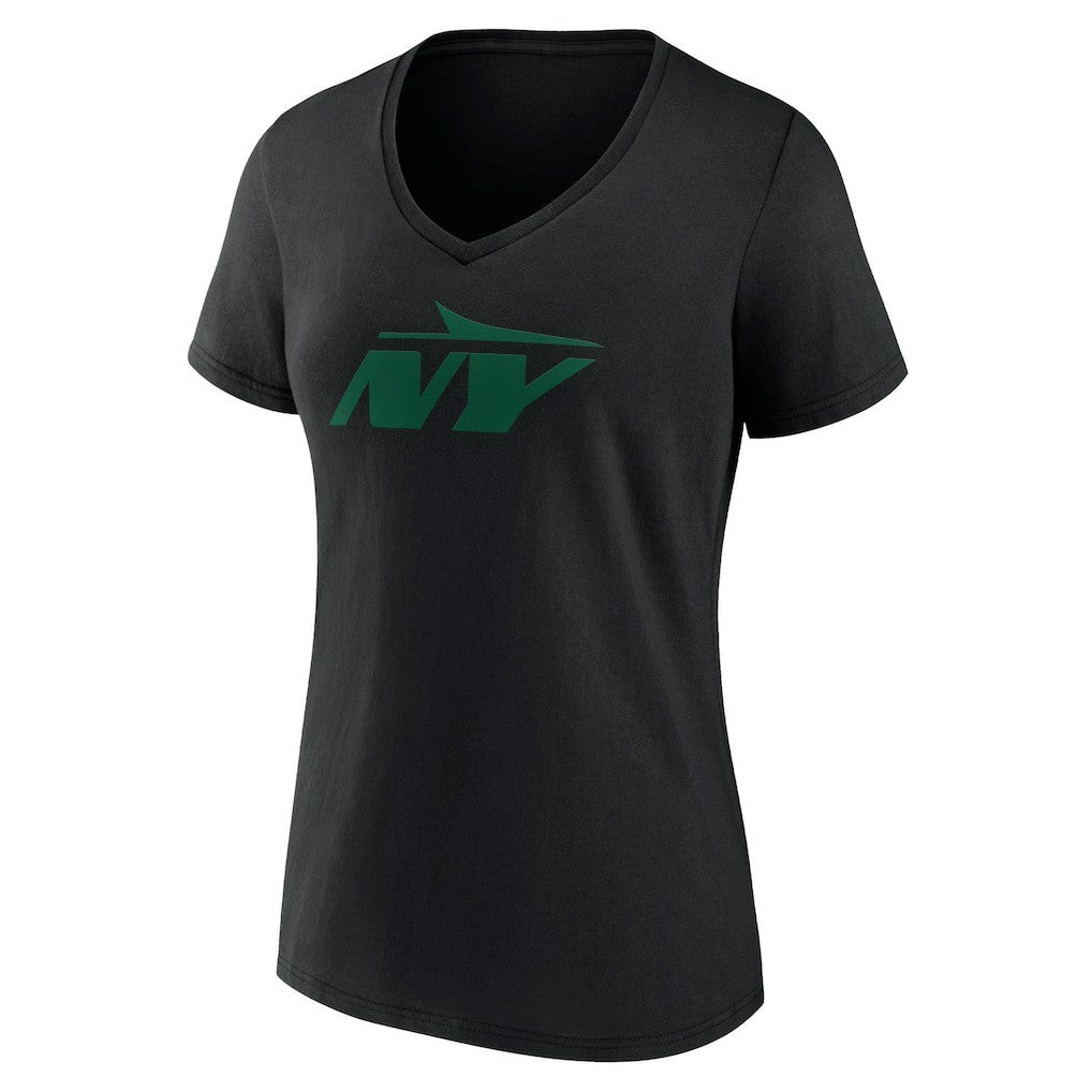 New York Jets Women's Secondary Logo V-Neck T-Shirt Black - NFL