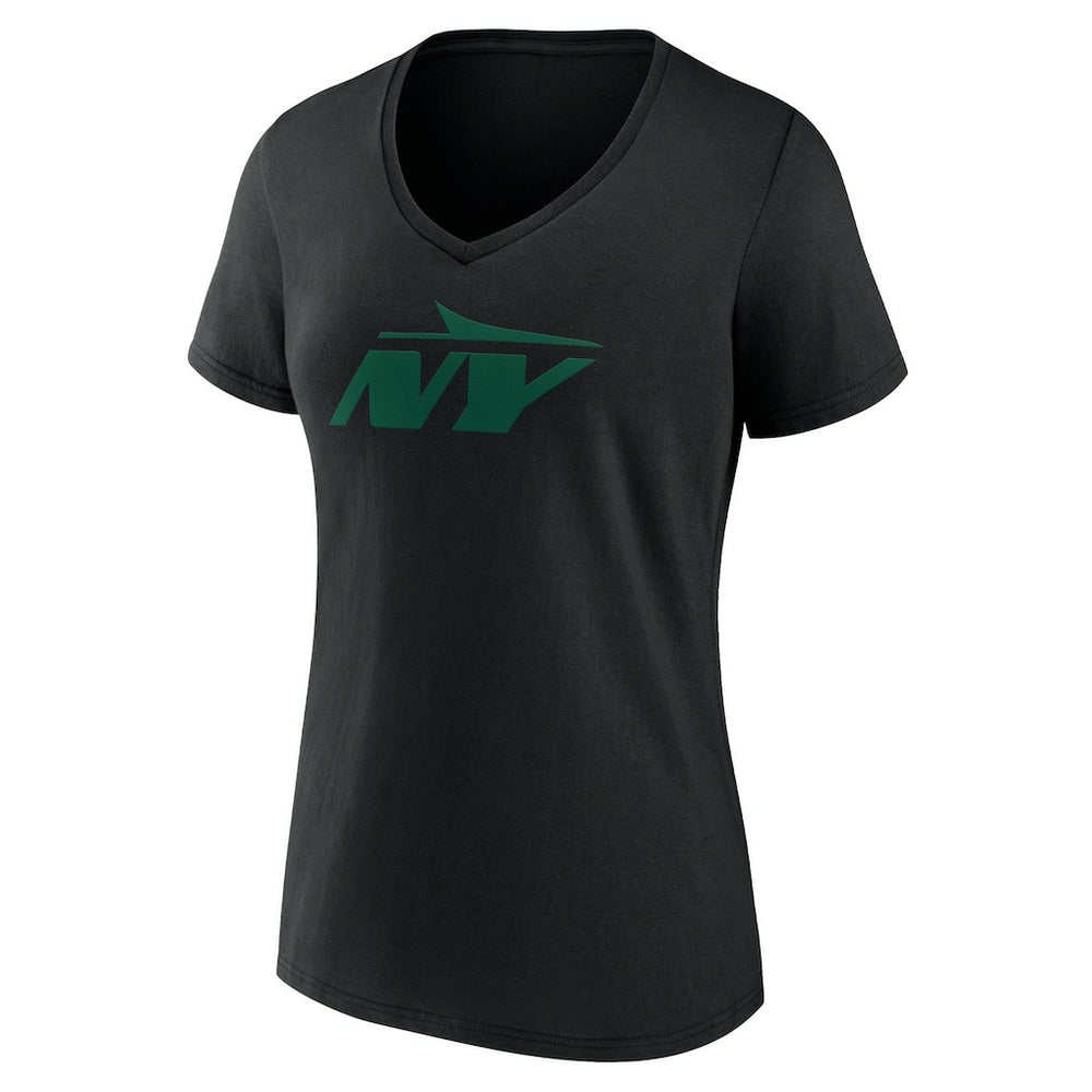 New York Jets Women's Secondary Logo V-Neck T-Shirt Black - NFL