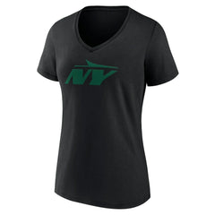 New York Jets Women's Secondary Logo V-Neck T-Shirt Black - NFL
