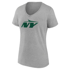 New York Jets Women's Secondary Logo V-Neck T-Shirt Gray - NFL