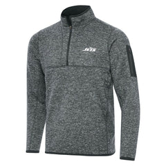 New York Jets Antigua Fortune Quarter-Zip Pullover Jacket Heather Gray - NFL