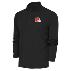 Cleveland Browns Antigua Tribute Quarter-Zip Pullover Top Black - NFL