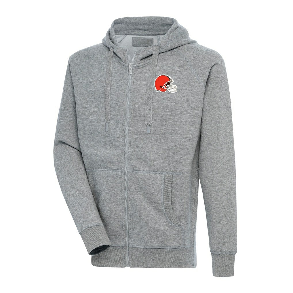 Cleveland Browns Antigua Big & Tall Victory Full-Zip Hoodie Heather Gray - NFL