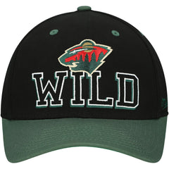 Minnesota Wild - Mitchell & Ness Backside Script 2-Tone Pro Crown Adjustable Hat Black/Green