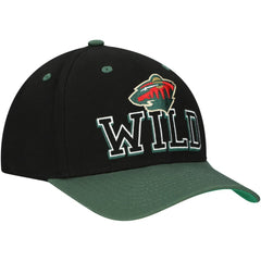 Minnesota Wild - Mitchell & Ness Backside Script 2-Tone Pro Crown Adjustable Hat Black/Green