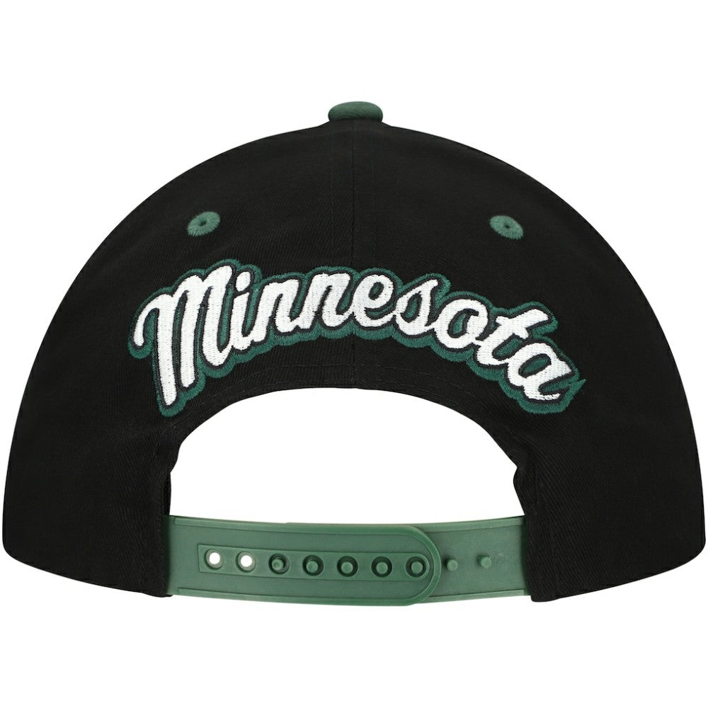 Minnesota Wild - Mitchell & Ness Backside Script 2-Tone Pro Crown Adjustable Hat Black/Green