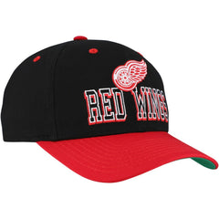 Detroit Red Wings - Mitchell & Ness Backside Script Two-Tone Pro Crown Adjustable Hat Black/Red