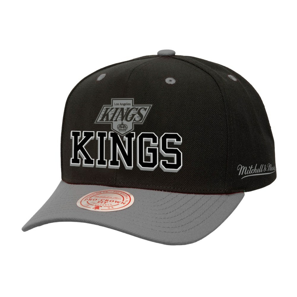Los Angeles Kings - Mitchell & Ness Backside Script Two-Tone Pro Crown Adjustable Hat Black/Silver