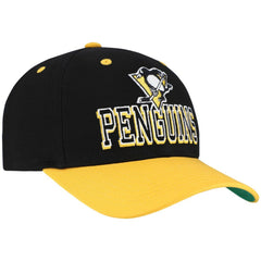Pittsburgh Penguins Mitchell & Ness Backside Script Two-Tone Pro Crown Adjustable Hat Black/Gold