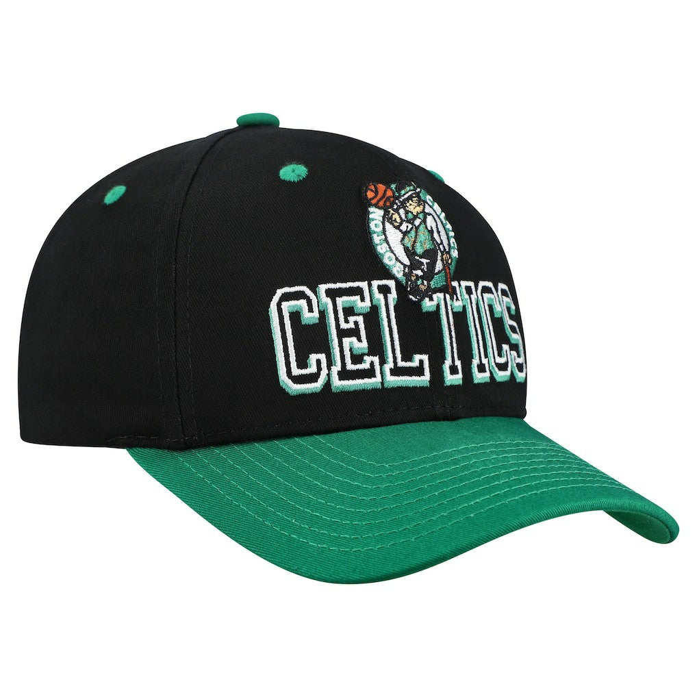 Mitchell & Ness - Boston Celtics Backside Script 2-Tone Pro Crown Adjustable Hat - Black/Kelly Green