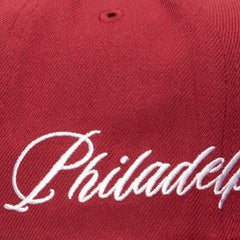 Philadelphia Phillies Mitchell & Ness Just Don x MLB Lux Script Snapback Hat Lifestyle