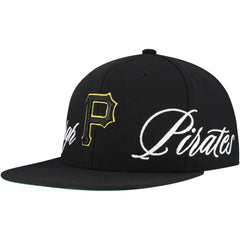 Pittsburgh Pirates Mitchell & Ness Just Don x MLB Lux Script Snapback Hat Sale