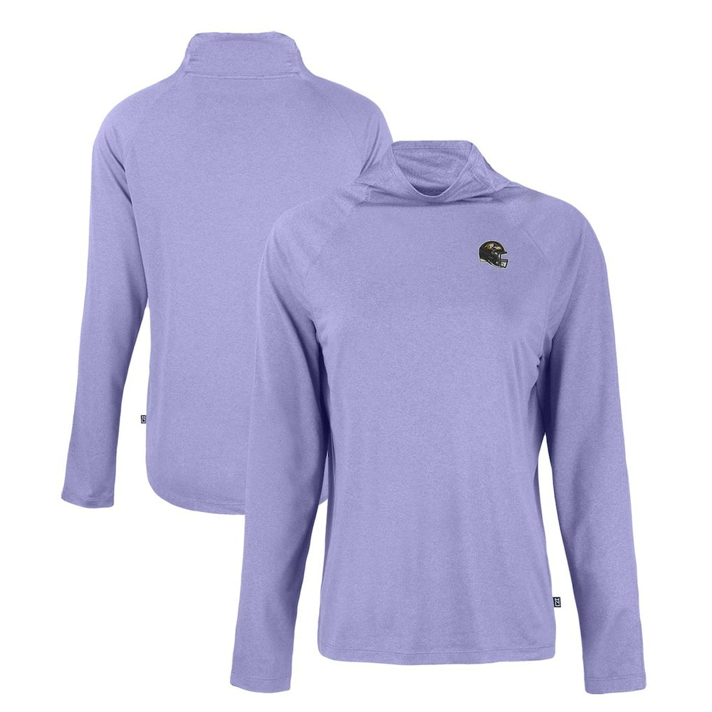 Baltimore Ravens Cutter & Buck Women's Coastline Epic Comfort Eco Recycled Funnel Neck Raglan Pullover Sweatshirt Lavender - NFL