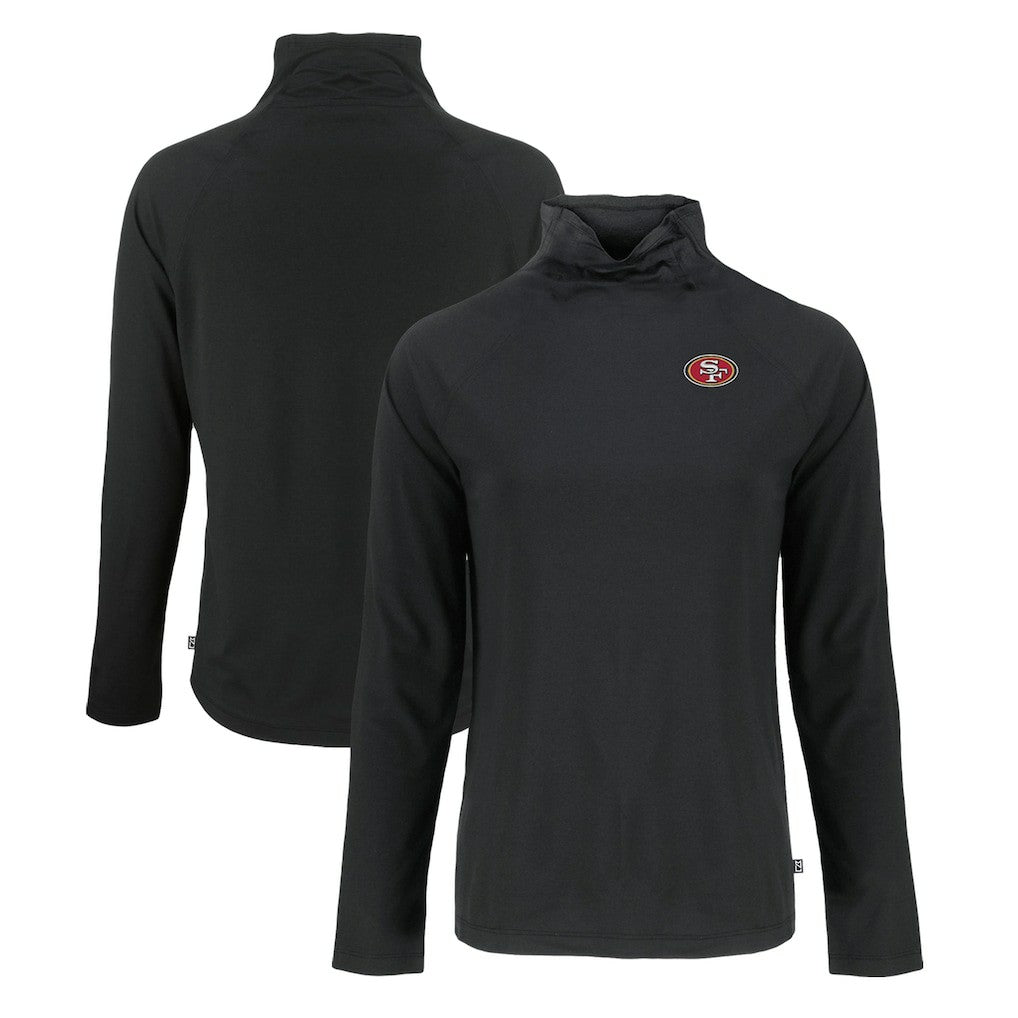 San Francisco 49ers Cutter & Buck Women's Coastline Epic Comfort Eco Recycled Funnel Neck Raglan Pullover Sweatshirt Black - NFL
