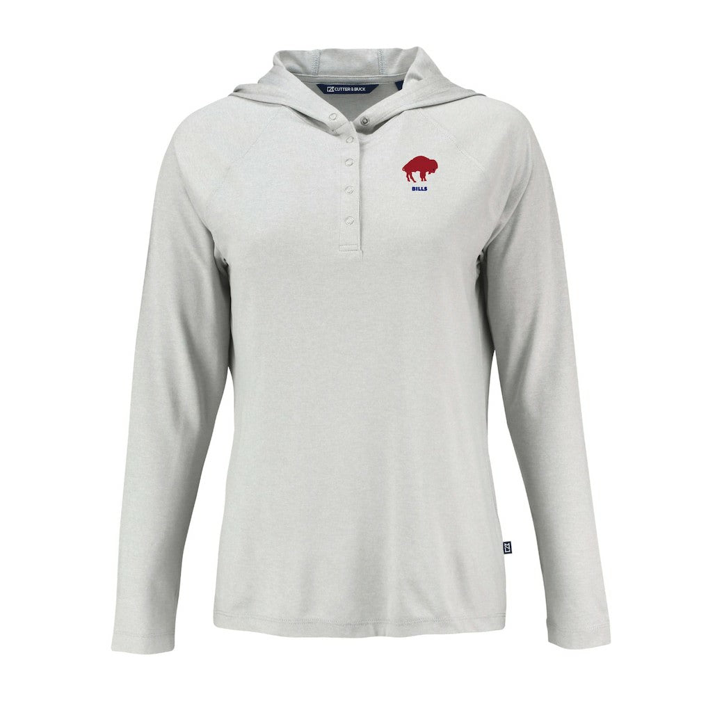 Buffalo Bills Cutter & Buck Women's Historic Coastline Epic Comfort Eco Recycled Raglan Pullover Hoodie Gray - NFL