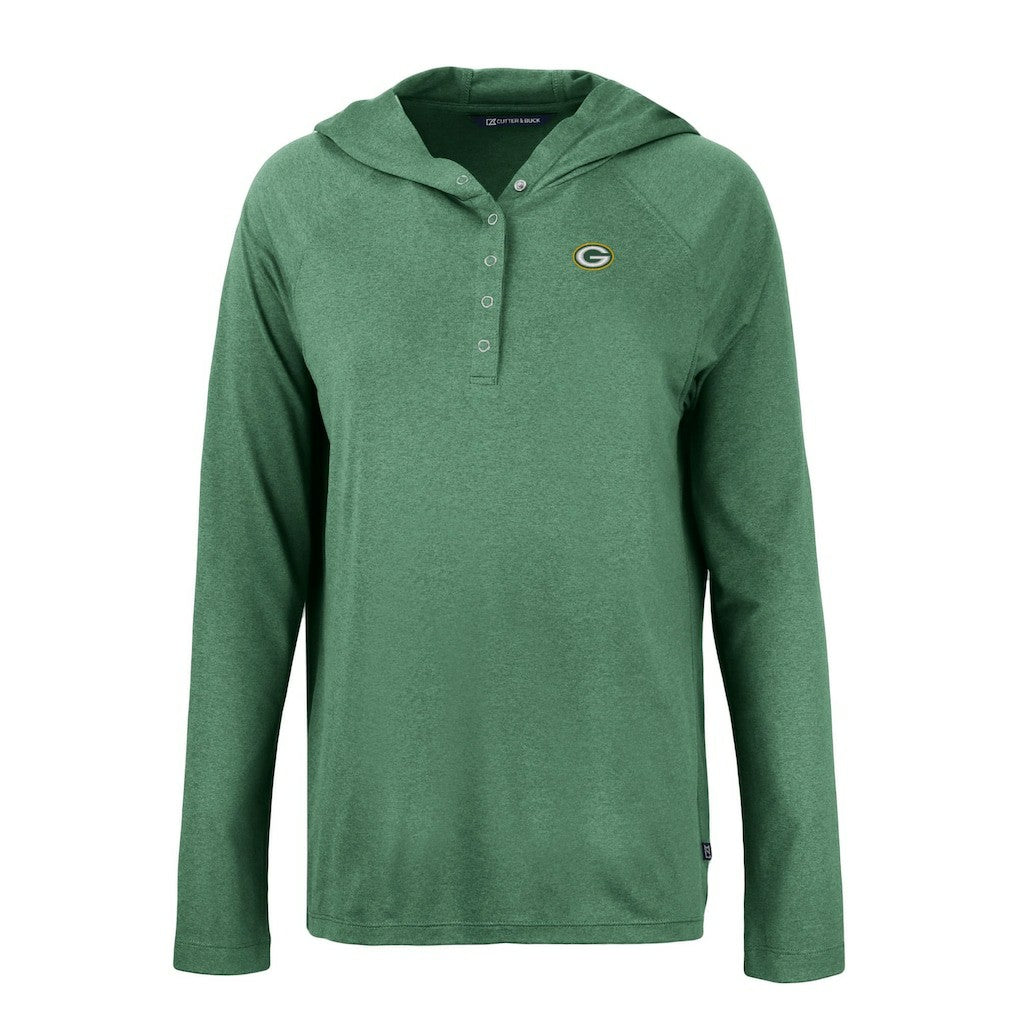 Green Bay Packers Cutter & Buck Women's Coastline Epic Comfort Eco Recycled Raglan Pullover Hoodie Hunter Green - NFL