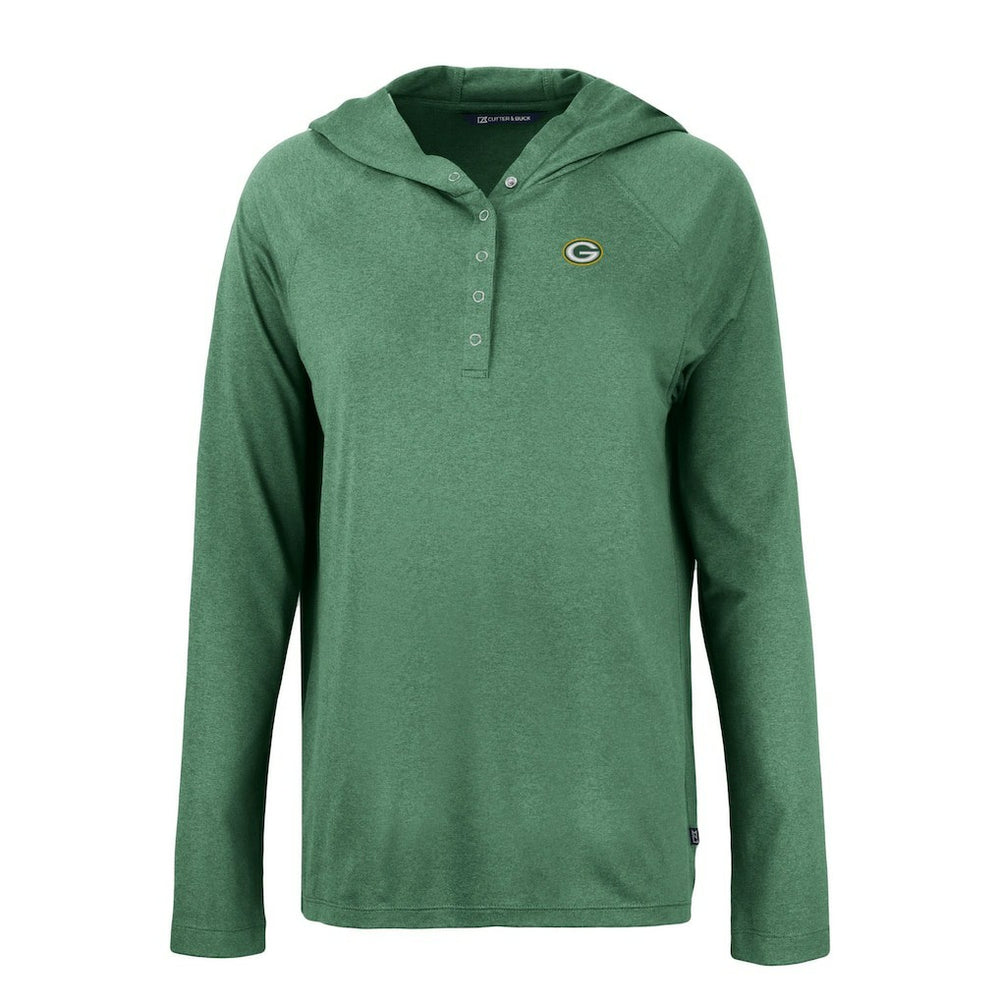 Green Bay Packers Cutter & Buck Women's Coastline Epic Comfort Eco Recycled Raglan Pullover Hoodie Hunter Green - NFL